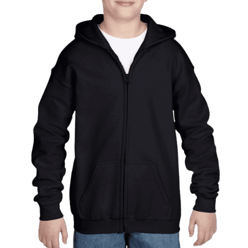 kids hoodie with zipper for printing - black